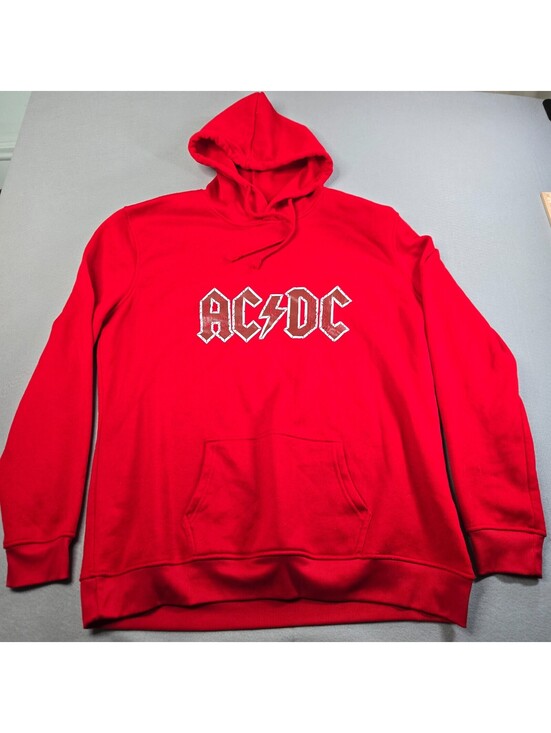 Other - AC/DC Red Hoodie Sweatshirt Mens XL Rock Band Graphic Pullover Fleece Polyester
